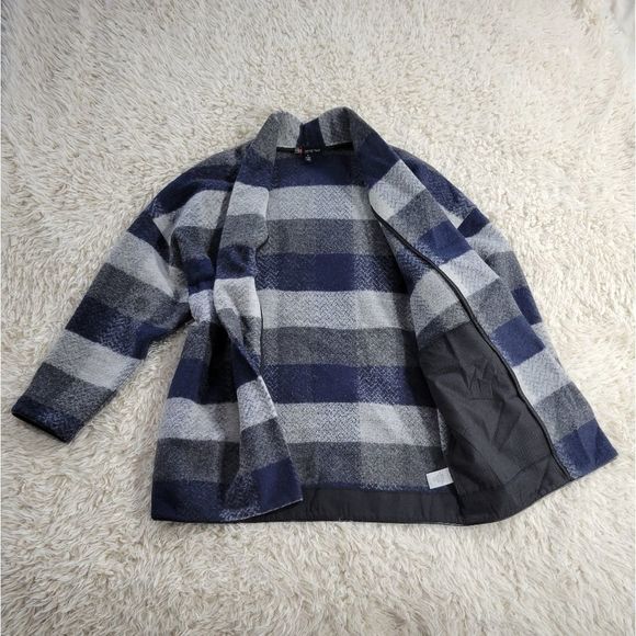 Carre Noir Wool Blend Open Jacket Gray Navy White S - Picture 2 of 7